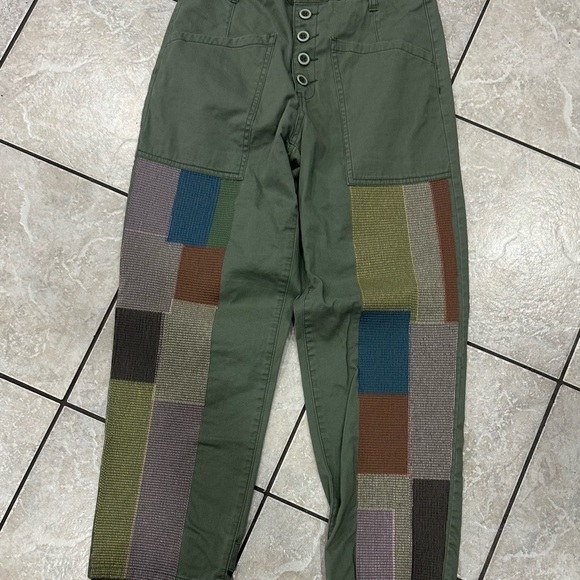 Pistola Green Cargo Pants Sturdy Cotton Blend Tammy High Rise Patchwork Size 27 - Picture 1 of 7